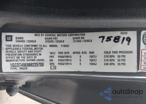 2008 Chevrolet Colorado Lt from USA, damaged, VIN 1GCDT49E088225708